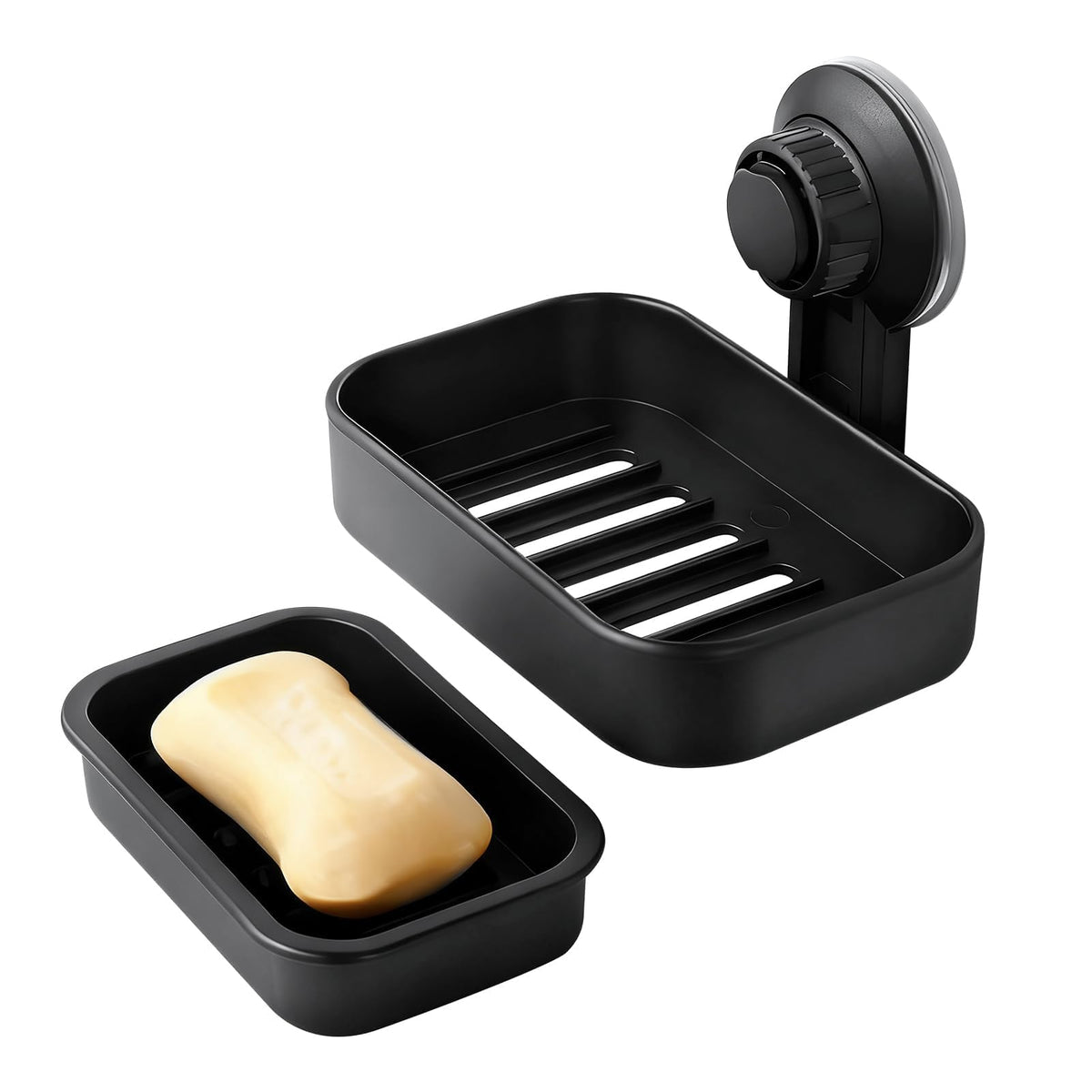 Soap Dish for Bathroom Suction Cup Soap Holder Max Hold 5KG, Black
