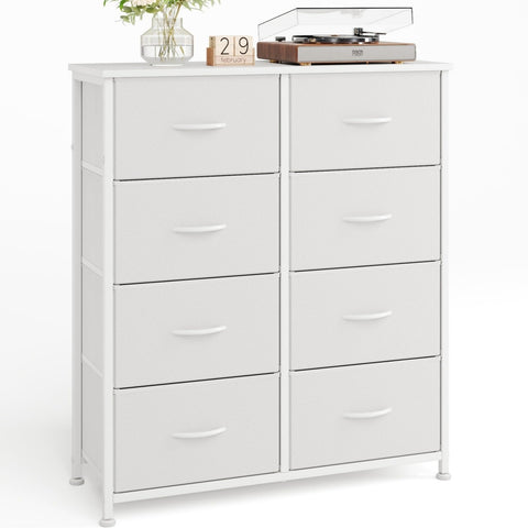 MUTUN 8 Drawers Chest of Drawers, Fabric Storage Dresser Vertical with Spacious Wooden Tabletop & Sturdy Metal Frame Large Storage Space for Bedroom