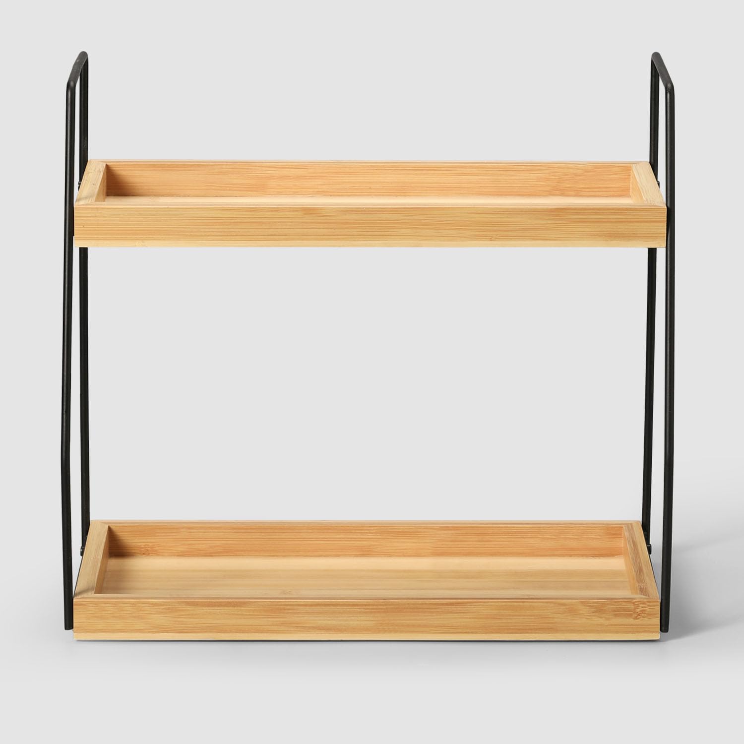 ZOBONETI Bamboo Bathroom Counter Organizer, Wooden Bathroom Sink Countertop Organizer, 2 Ties Vanity Counter Top Shelf, Dresser Skincare Storage Rack