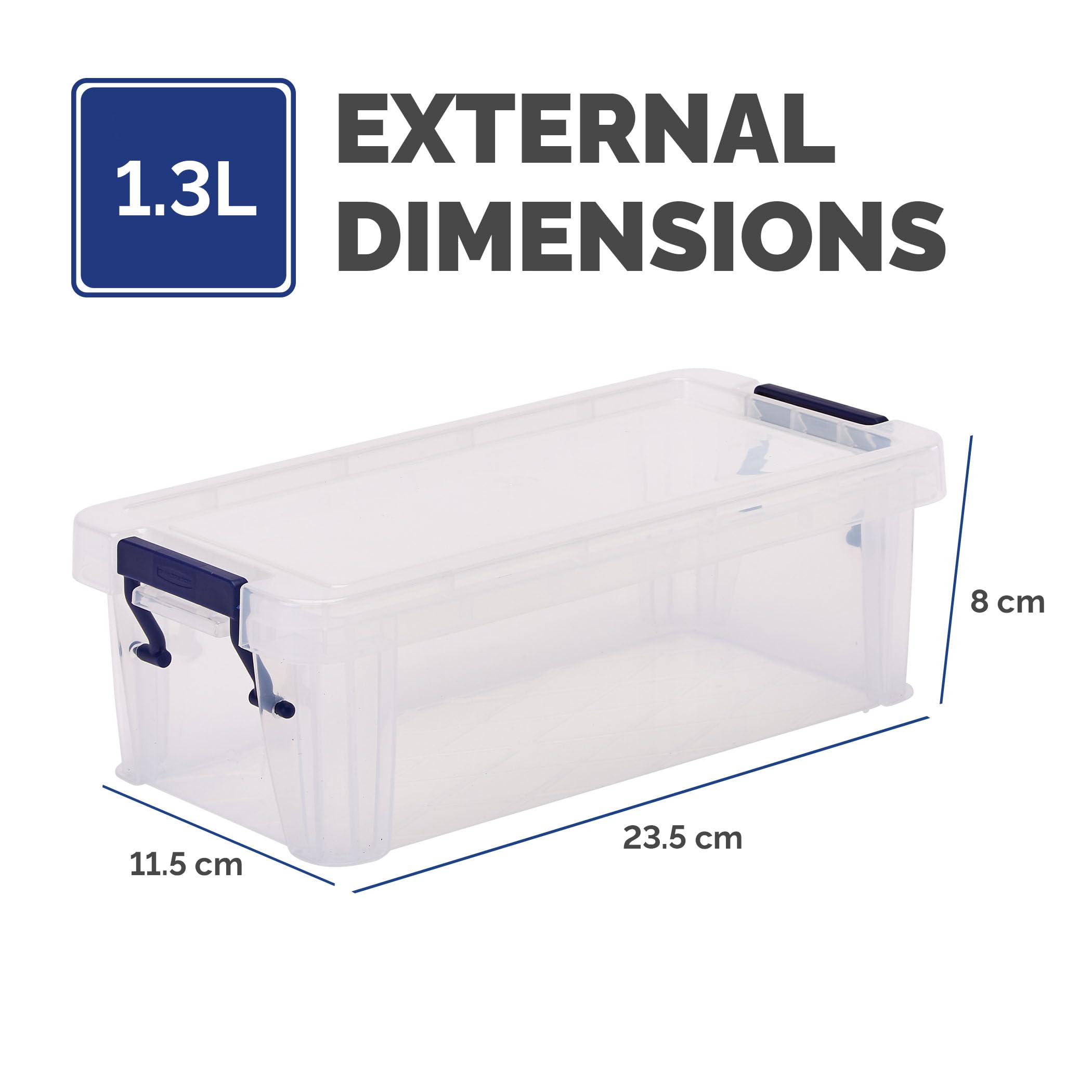 Bankers Box Storage Box 1.3L (10 Pack) - BPA-Free, Stackable Plastic Organizer with Clip-Lock Lid