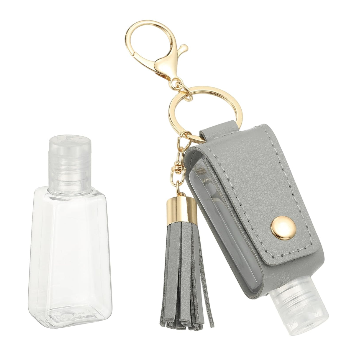 sourcing map Portable Travel Empty Bottle with Keychain, 30ml PU Leather Mini Squeeze Bottles