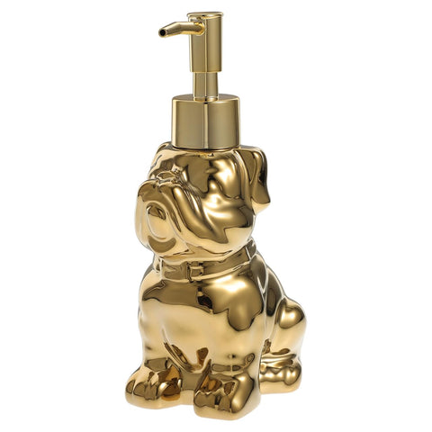 Cabilock 280ml Ceramic Dog Shaped Lotion Dispenser Bottle Gold Plated Stylish Shampoo and Shower Gel Holder for Bathroom Accessories