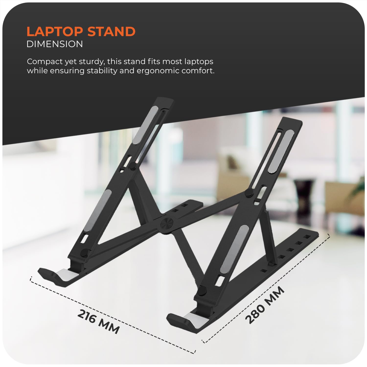 Roe Tenpo Laptop Stand For Desk, 6 Levels Height Adjustable Laptop Riser For Desk, Foldable & Portable, Compatible with MacBook Air/Pro, HP, ASUS