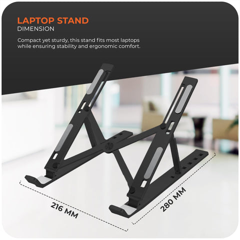 Roe Tenpo Laptop Stand For Desk, 6 Levels Height Adjustable Laptop Riser For Desk, Foldable & Portable, Compatible with MacBook Air/Pro, HP, ASUS