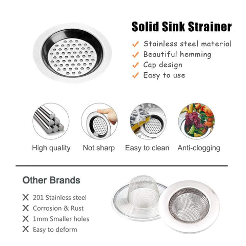 4-Pack Stainless Steel Sink Strainer | Standard Drain Plug for Kitchen/Bathroom/Shower | Hair & Food Catcher - Anti-Clog, Rust-Proof & Easy Clean