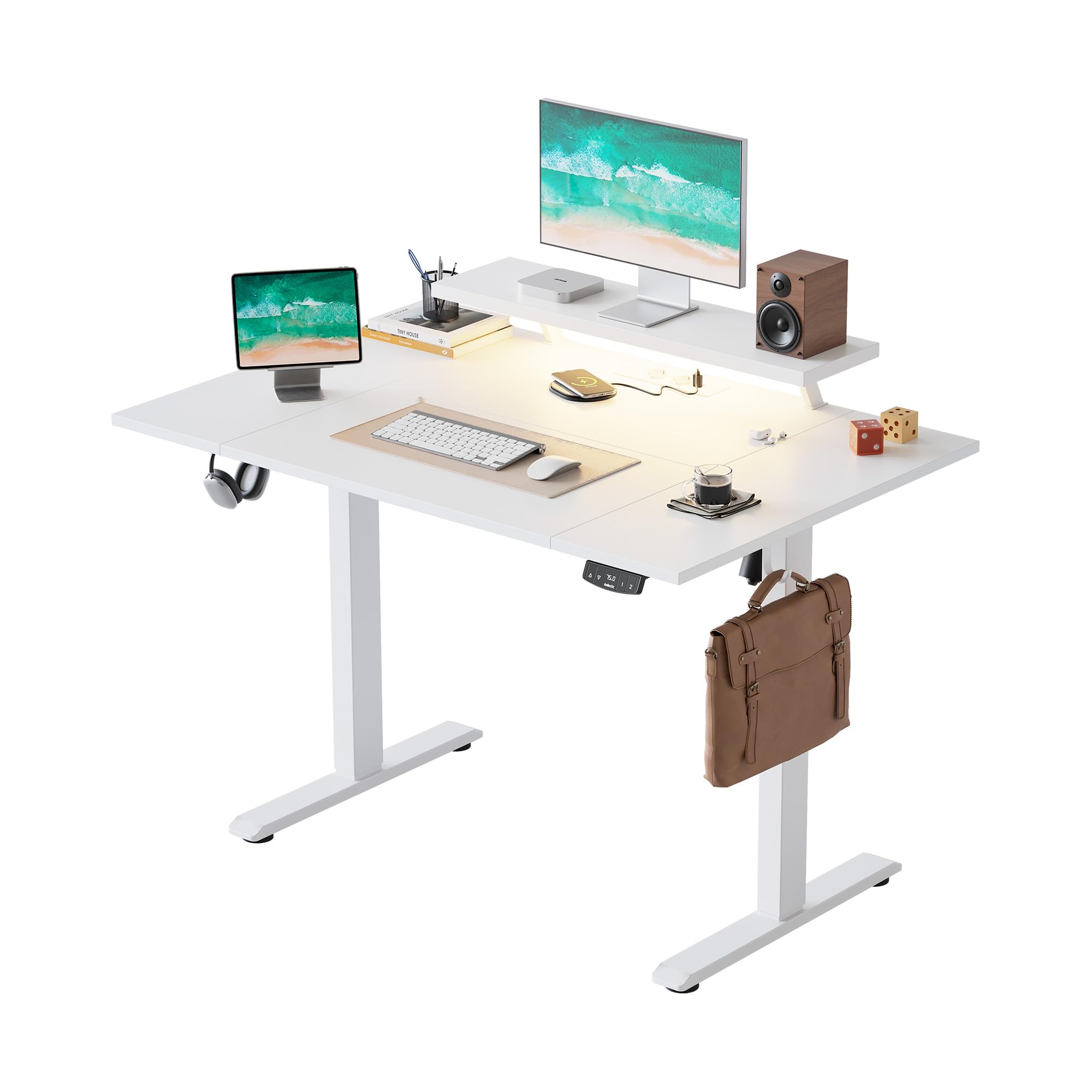 Agilestic Electric Standing Desk, Led & Plug, Movable Monitorstand, 120x80