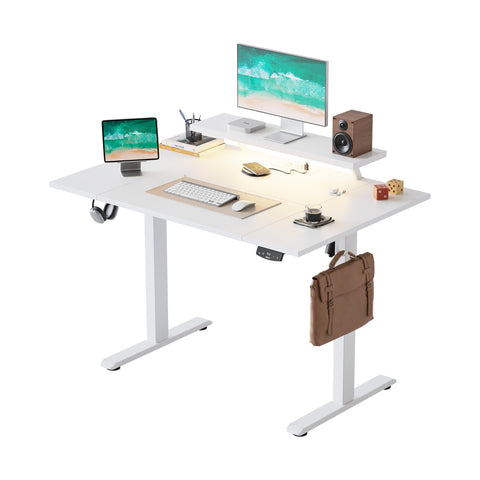 Agilestic Electric Standing Desk, Led & Plug, Movable Monitorstand, 120x80