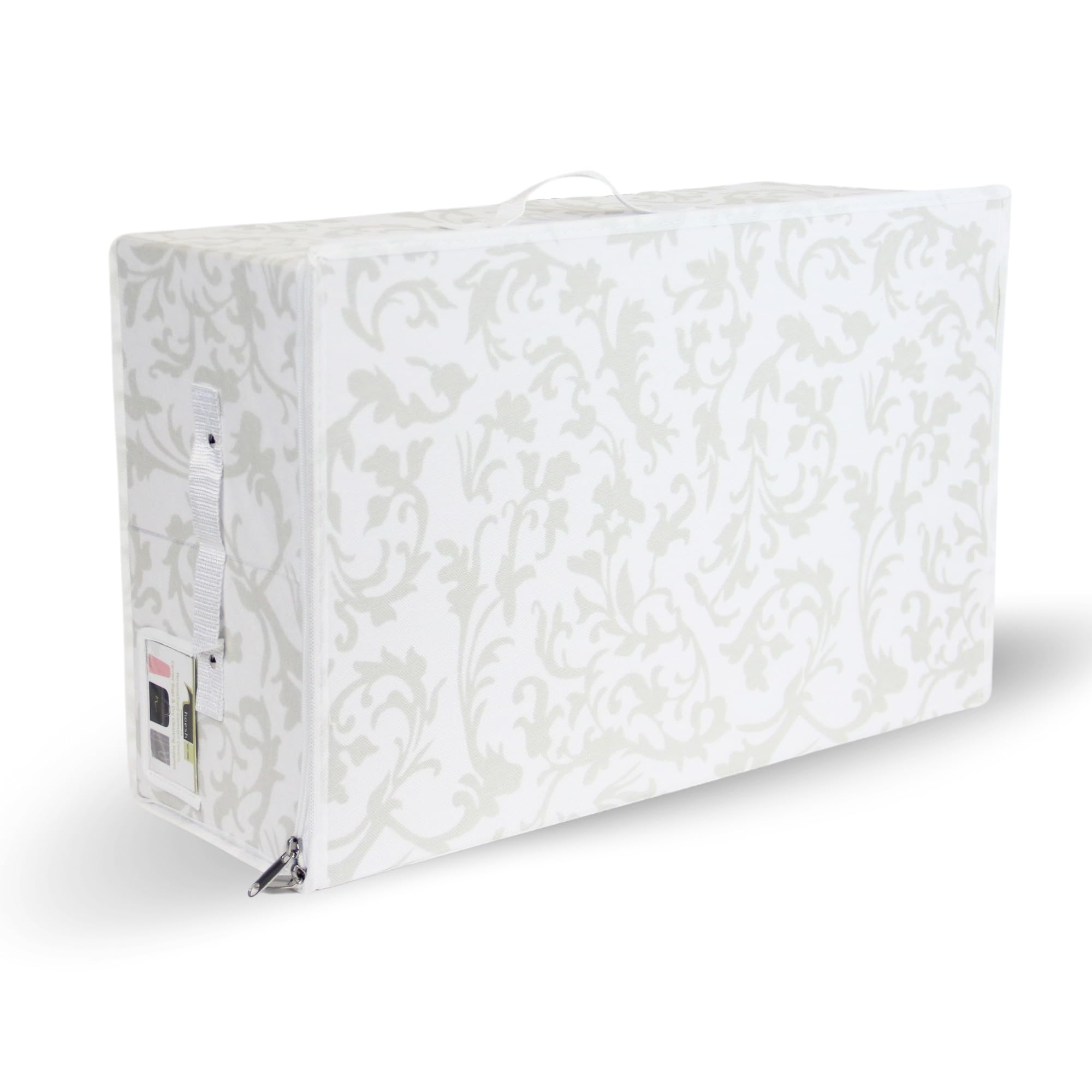 Hoesh - Breathable White with Silver Floral Design Wedding Dress Box - Underbed Storage Boxes, Wedding Dress Storage Box, Wardrobe Organiser