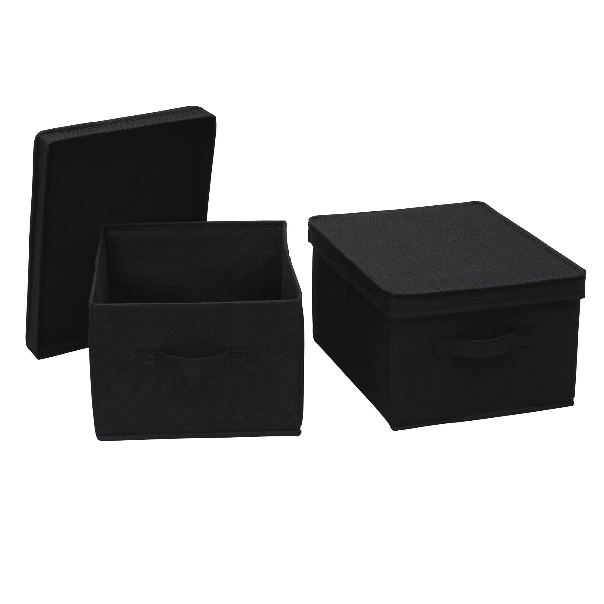 Household Essentials Wide Canvas Storage Box With Lid Box, 18.5x15x12 in., Latte, Set of 2