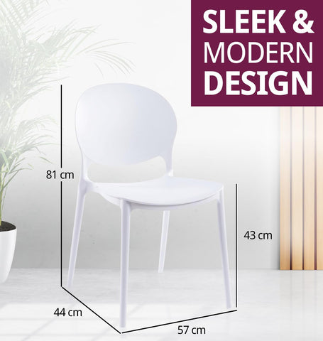 Hallowood Furniture Stoker Plastic Stackable Dining Chairs Set of 4, White