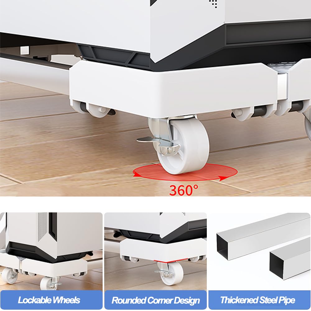 Niciksty Adjustable Computer Tower Stand with Lockable 360° Rolling Casters