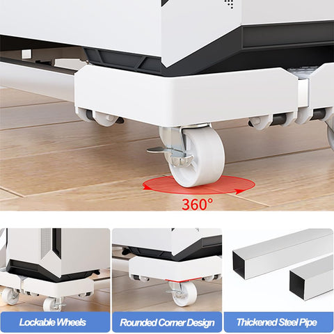 Niciksty Adjustable Computer Tower Stand with Lockable 360° Rolling Casters