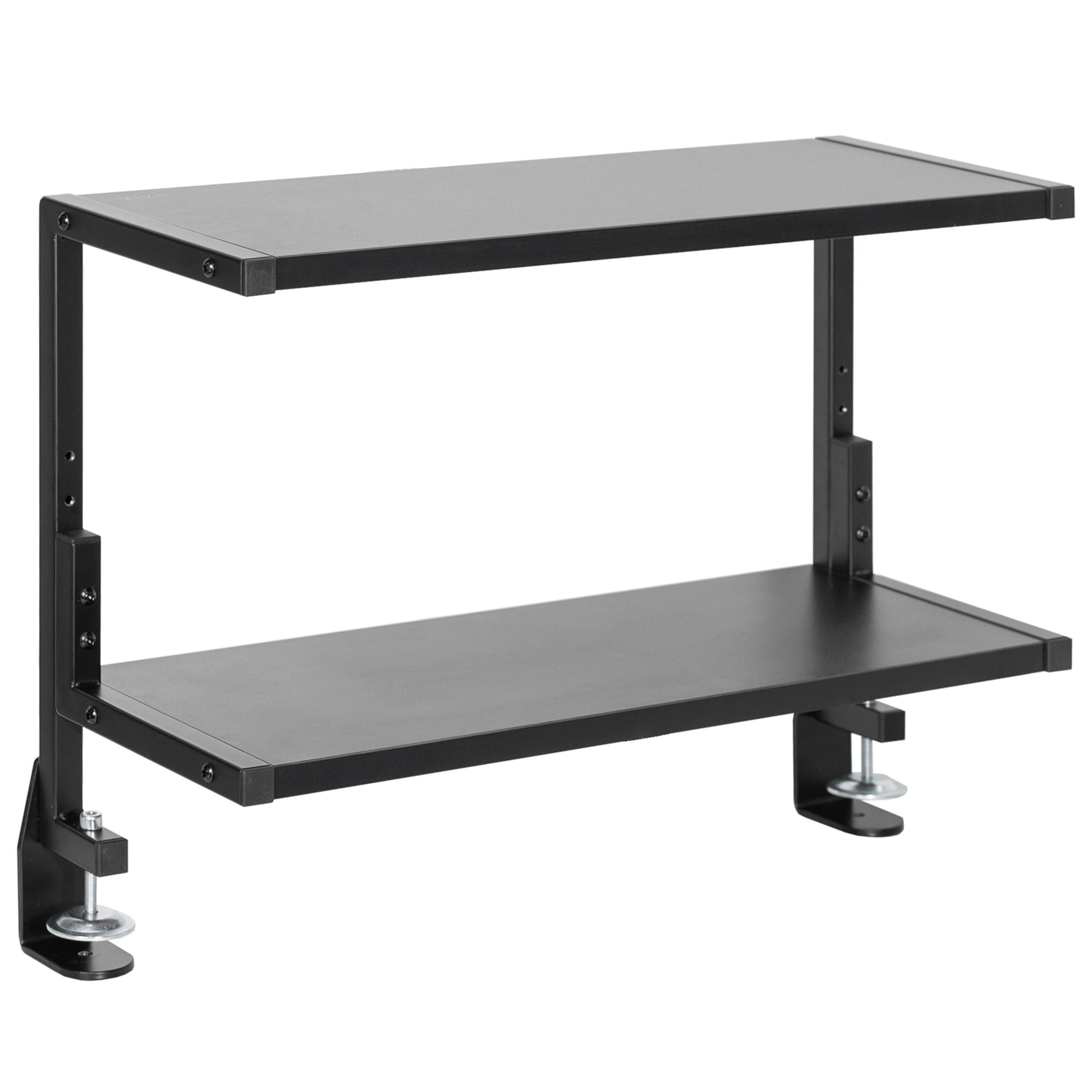 VIVO Clamp-on 61cm Above or Below Desk 2-Tier Shelving Unit for Table Accessories, Gaming Devices, and More, Storage Tray, Desktop Organizer, Black