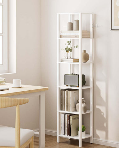 Apetaccat Book Shelf, 6 Tier Tall Bookshelf, Narrow Bookcase with Open Shelves, 38x 27 x 167CM, Book Shelves for Living Room, Office, Study, White