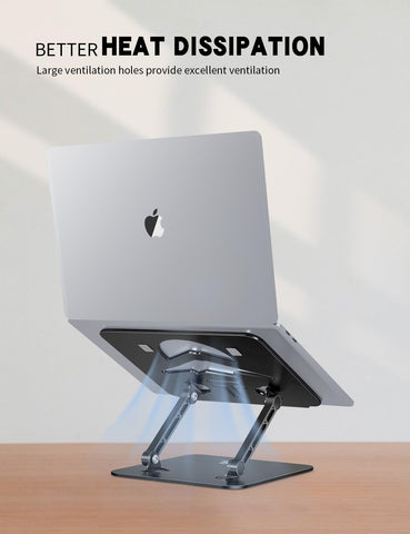 Tobeoneer Aluminum Adjustable Laptop Stand for Desk,Foldable, 10-16",Black