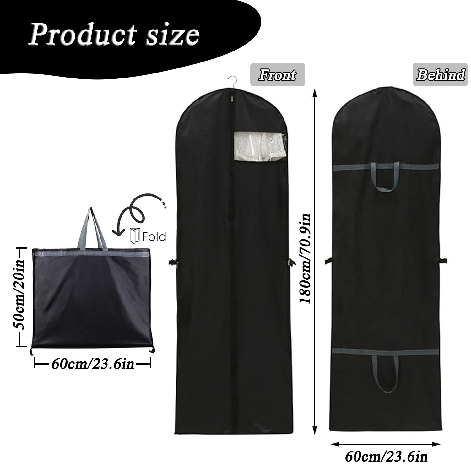 1 Pack Long Dress Covers Bag Dust Proof Clothes Covers Moth Proof Garment Bag Wedding Dress Bag Folding Long Coat Cover for Coat Gowns Dresses Shirts