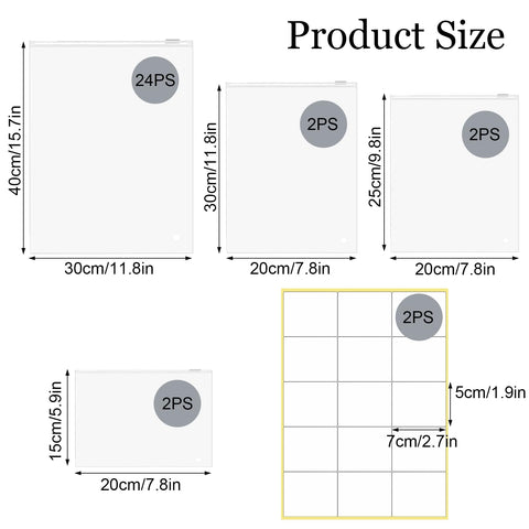 Zhtulck 30Pcs Reusable Ziplock Bags,40X30cm Hospital Bag Maternity Essentials, Travel Bags Organiser with Stickers