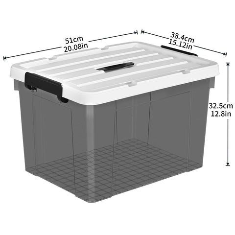 Cetomo 45L*4 Storage Boxes, Carry Plastic Storage Box with Lids, Organizing Container with Handle and Secure Latching Buckles, Stackable, Nestable