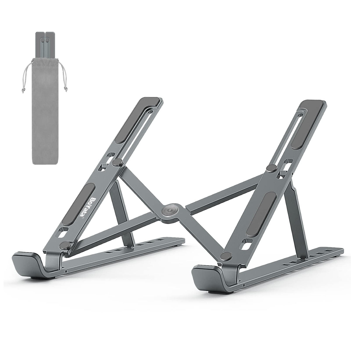BoYata Laptop Stand, 6-Level Height Adjustable Portable Laptop Riser, Grey
