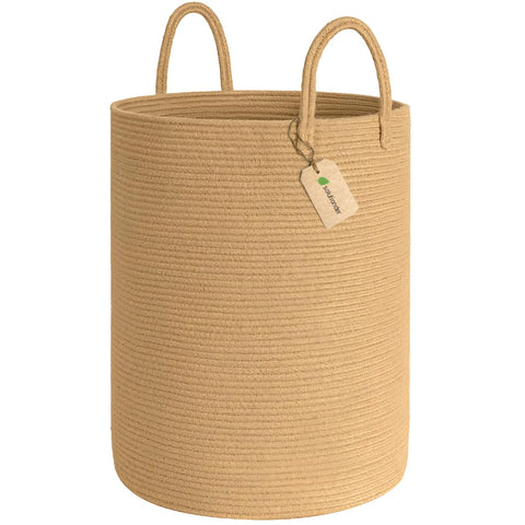 Solutionder Extra Large Cotton Rope Storage Basket (Honey) – Woven Laundry, Blanket & Toy Organiser, Washing Basket for Laundry, Nursery & Home