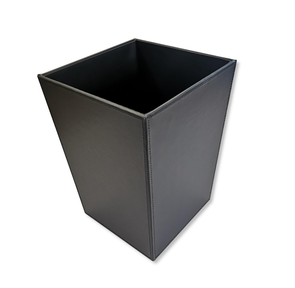 OSCO Faux Leather Waste Bin 12 L, Square Slim Office & Home Bin, Leather Finish Wastepaper Basket, Desk, Bathroom Rubbish Container