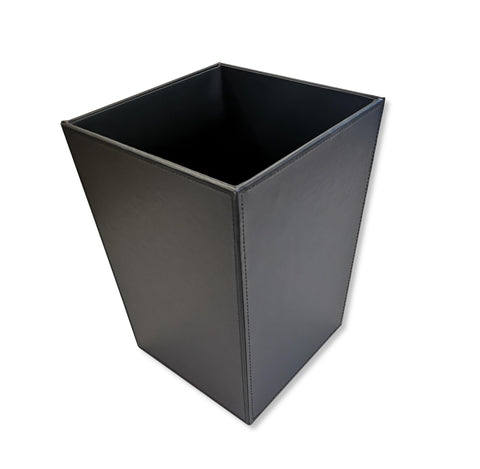 OSCO Faux Leather Waste Bin 12 L, Square Slim Office & Home Bin, Leather Finish Wastepaper Basket, Desk, Bathroom Rubbish Container
