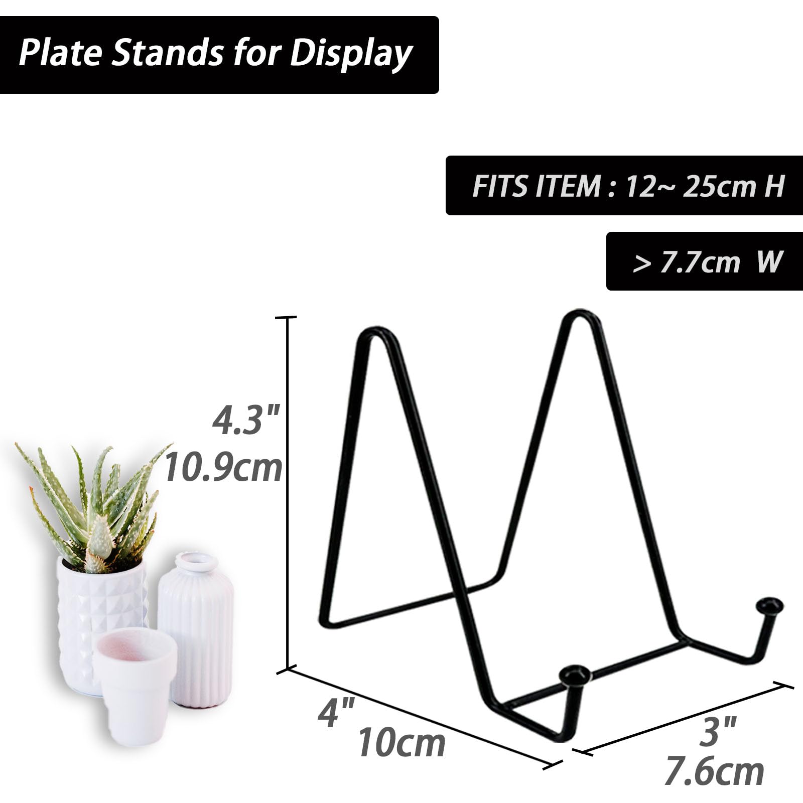 XHMAXE 4.3 Inch Metal Plate Display Stands Tabletop Holders 4 Pack