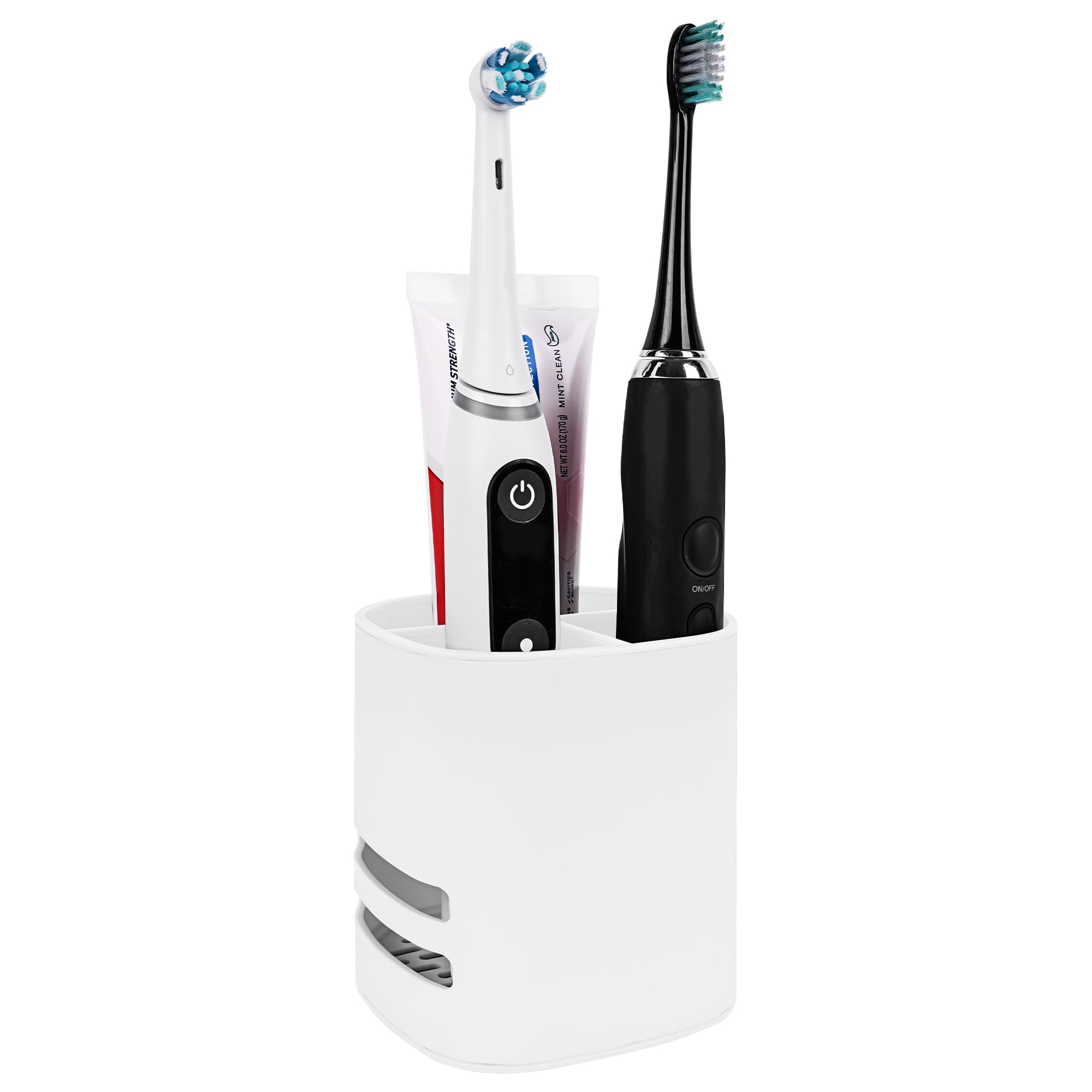 Linkidea Electric Tooth Brush Holder for Bathroom, Plastic Organizer for Toothpaste, 3 Slots Countertop Stand Compatible with Oral-B iO Series