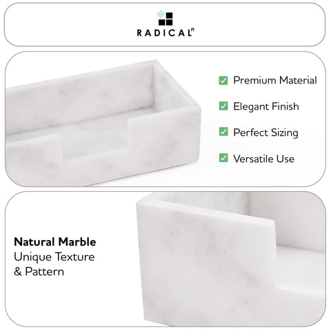 Radicaln Marble Tissue Holder Box 10" Inches White Handmade Luxury Paper Tissue for Bathroom, Coffee Table, Vanity & Office Desk Accessories