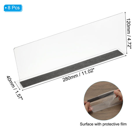 PATIKIL 8 Pack Shelf Dividers for Closet Organization, 11.1x1.6x4.8 Acrylic Magnetic Closets Separator Kitchen Cabinet Shelves Under Bed Blocker for