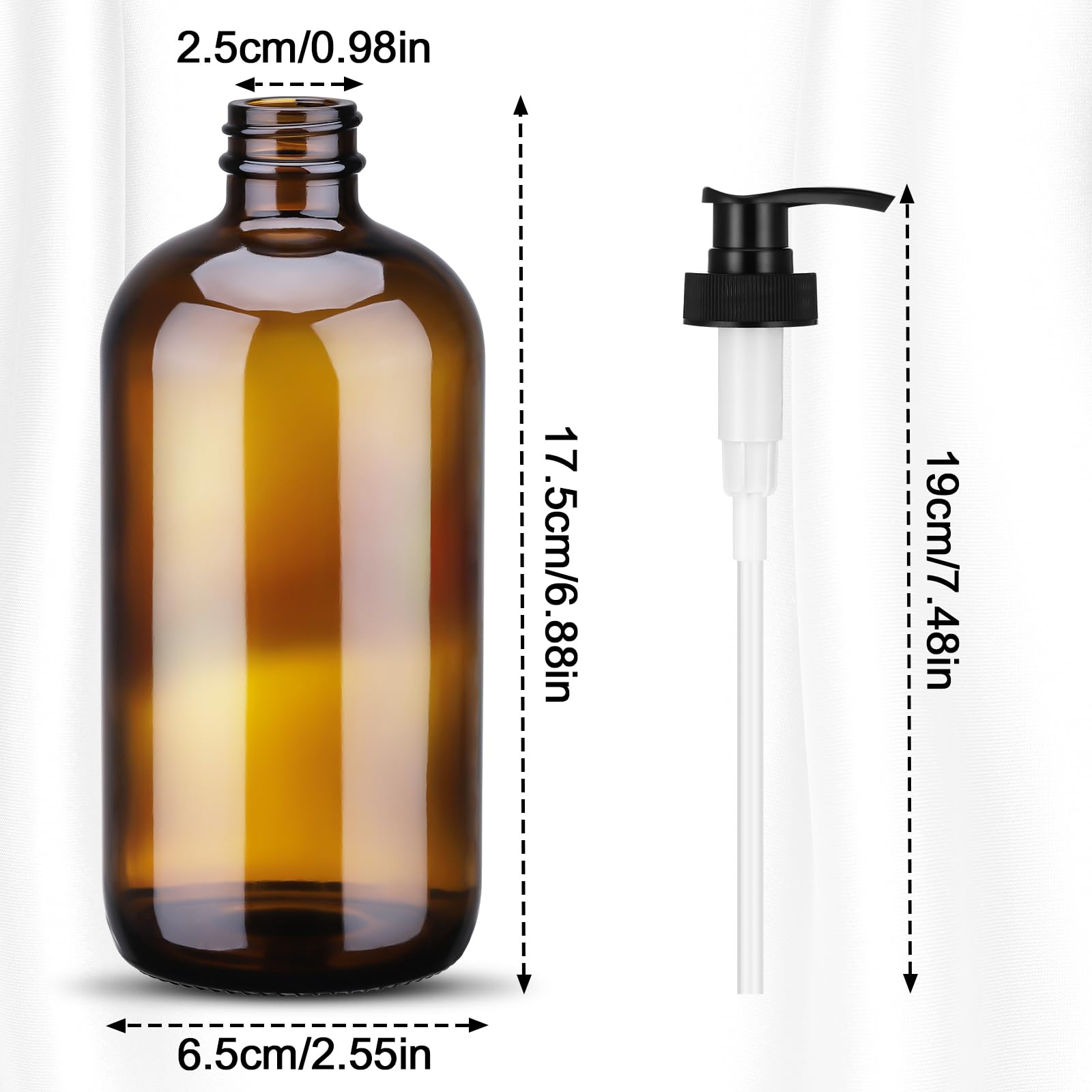Hejo 2 Pcs Amber Glass Soap Dispenser, 500ml Hand and Dish Soap Dispenser