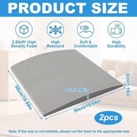 XPJBKC Sofa Cushion Support, 2 Pack Sofa Saver Furniture Seat Support Foam, 50 x 50cm High-Density Curve Sponge Sofa Support Pad