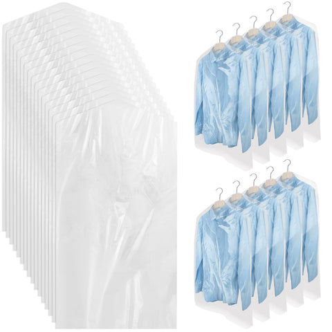 100 Pack Plastic Clothing Bags, Dustproof Clothing Protective Cover