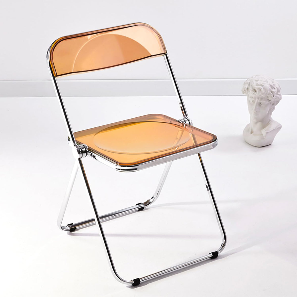 KAIHAOWIN Luxury Modern Transparent Folding Chair Acrylic Folding Chairs-Acrylic Ghost Stackable Crystal Seat-PC Plastic Living Room Seat-Chrome