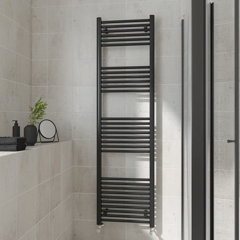 Warmehaus Straight Heated Towel Rail Black Bathroom Radiator 1800x500mm