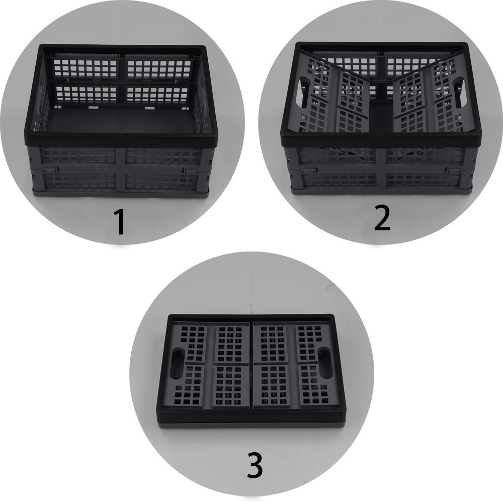 Leendines 3 Packs 15 Liter Folding Storage Crate, Collapsible Plastic Basket