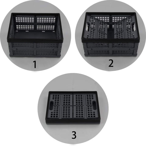 Leendines 3 Packs 15 Liter Folding Storage Crate, Collapsible Plastic Basket