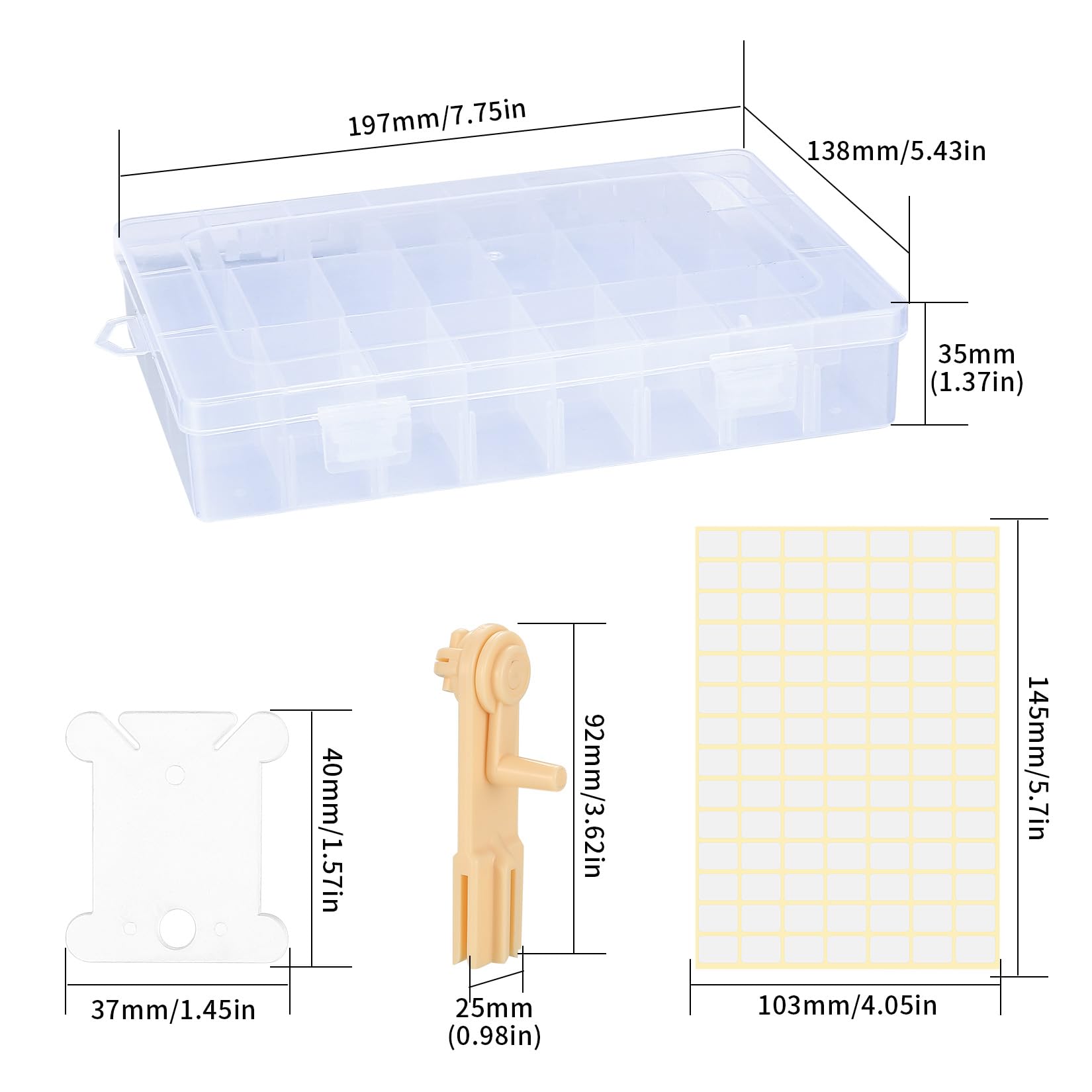 HAOCHEN Embroidery Organizer Box Set, Plastic Embroidery Thread Storage, 106 Pcs Cross Stitch Organiser Box Set with Floss Bobbin Winder and Blank