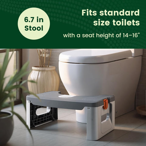 GedFong 17cm Folding Toilet Stool, Non-Slip Bathroom Footrest, Space-Saving Foldable Toilet Stool with Aroma Compartment, PP Material, Rock Grey