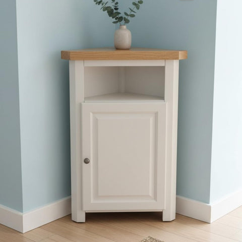 GROF GROFurniture Snow White finish Tall Corner Cabinet, Triangle Unit open compartment with shelf fit all Livingroom, Bathroom & Hallway