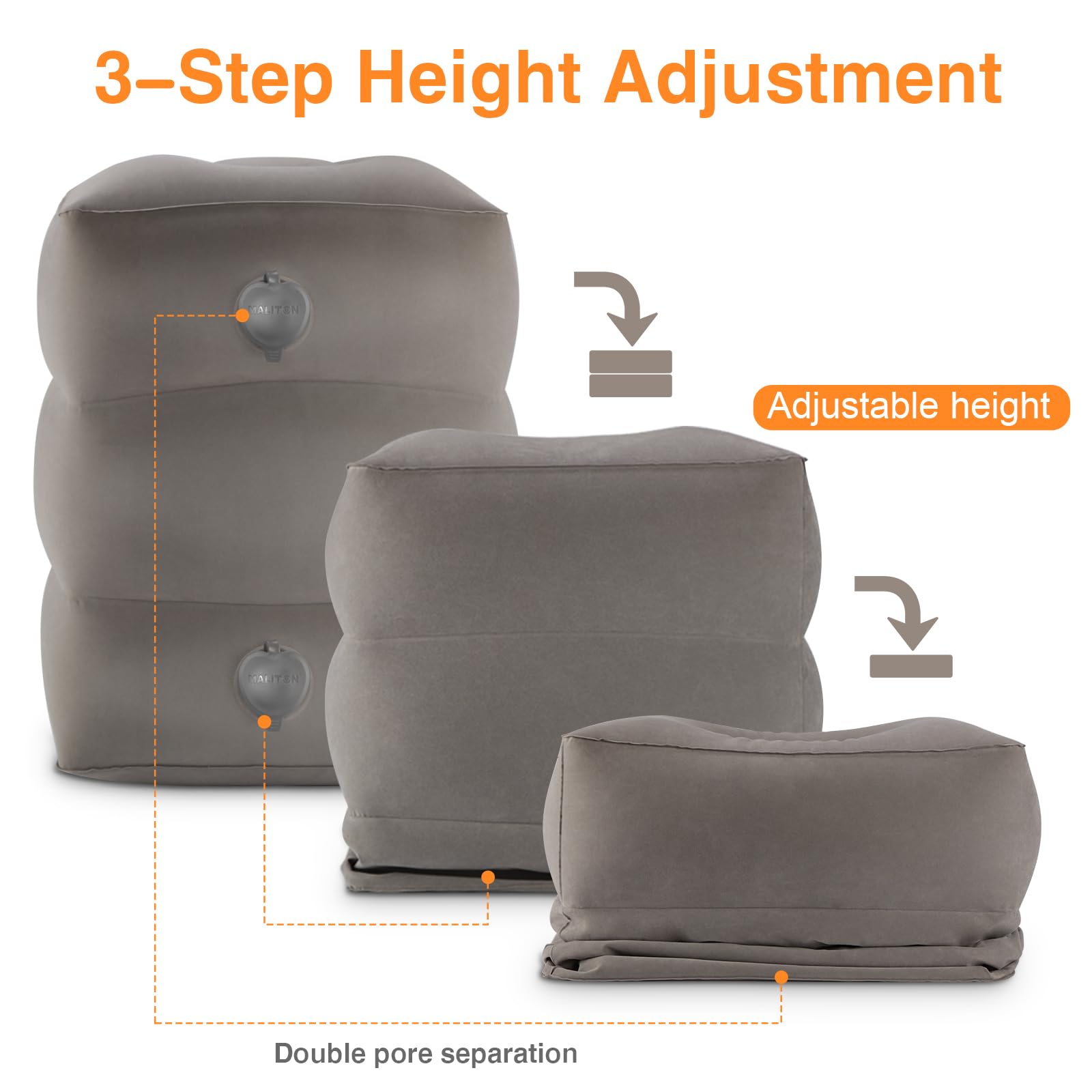 Maliton Inflatable Foot Rest with Quick-Inflate Pump Bag, Airplane Footrest