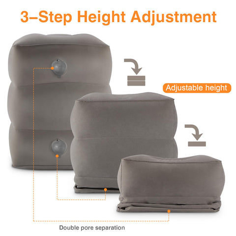 Maliton Inflatable Foot Rest with Quick-Inflate Pump Bag, Airplane Footrest