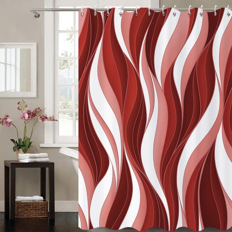 GCIREC Shower Curtain, 180x180cm, Modern Abstract Burgundy Red Pink White Ombre Striped Minimalist Art Waterproof Fabric Machine Washable Bathroom