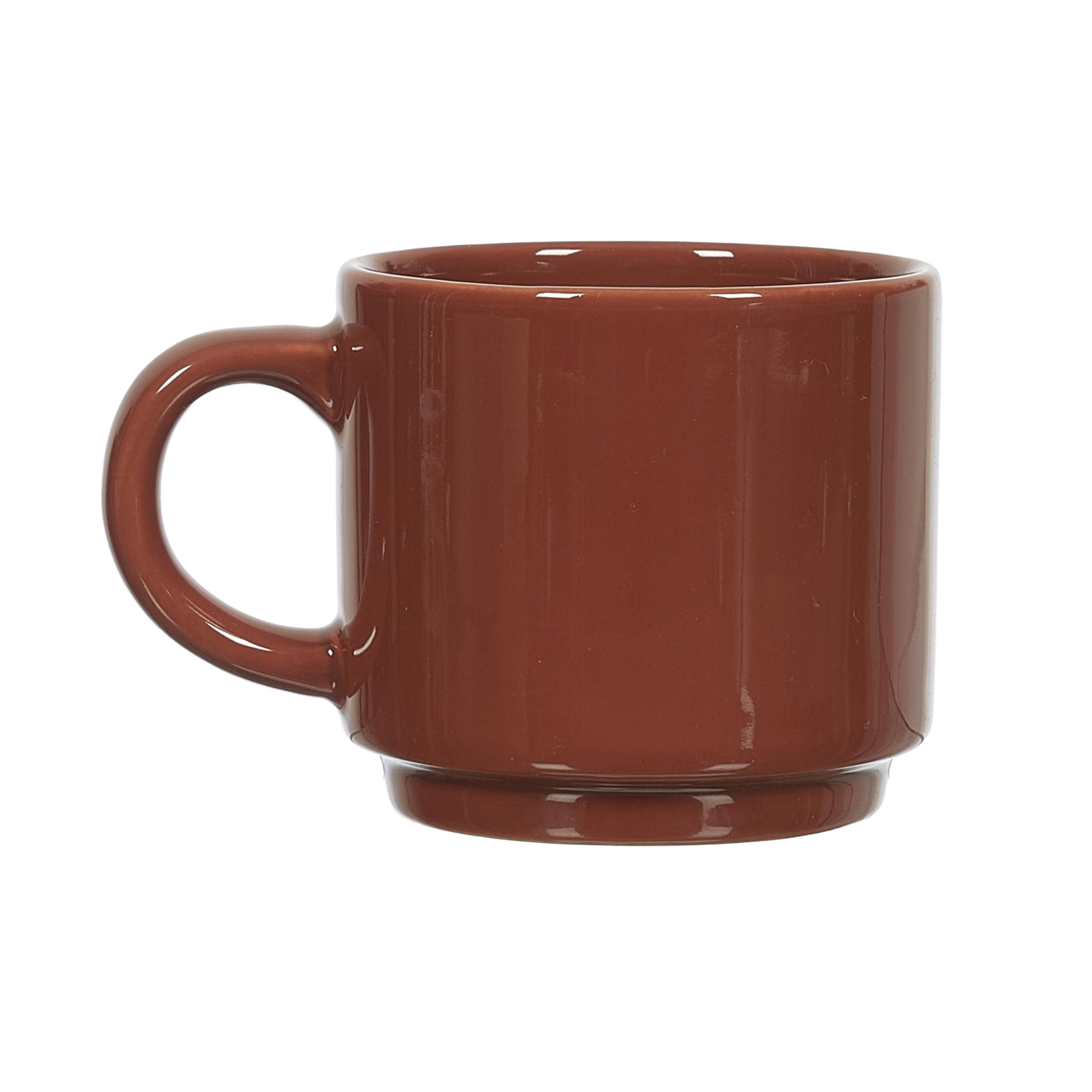 HOME DECO FACTORY, KA0500 Set of 4 Simple Cups with Stand, Durable Ceramic, Elegant and Practical Design, Ideal for Coffee and Tea, Neutral Colours