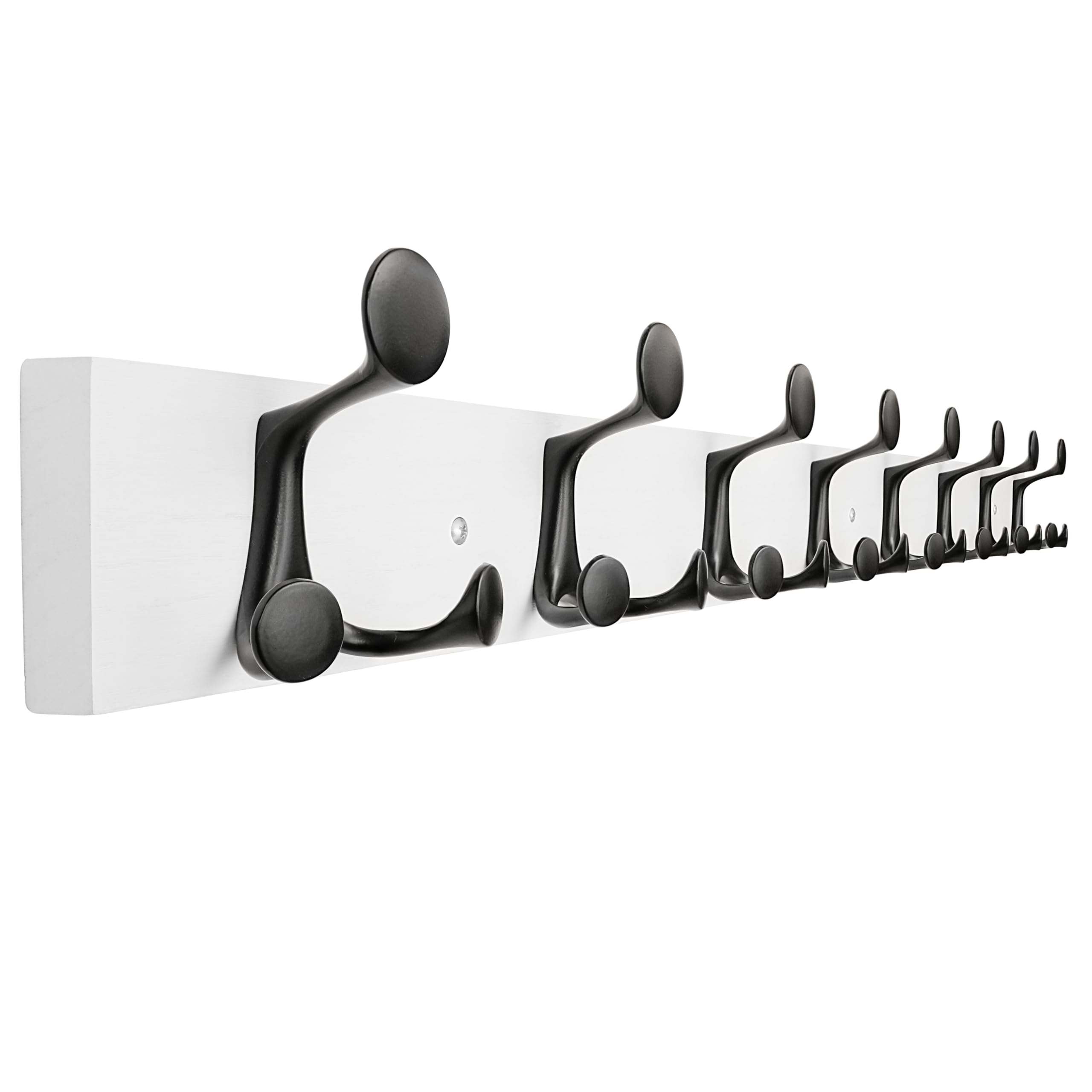 SKOLOO 109 cm White Wood Coat Rack Wall Mount with 8 Triple Hooks - Ideal for Family Entrances, Classrooms, and Pet Supplies Storage