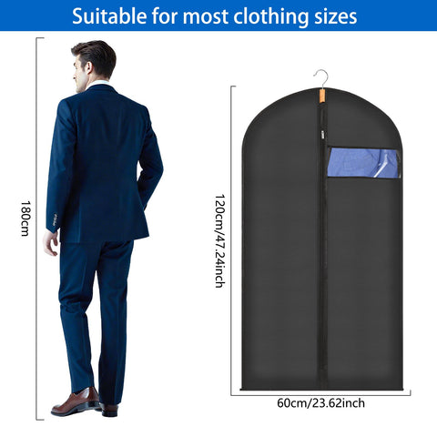 Sevenpers 6 Pack Suit Bags Garment Bags for Hanging Clothes 60x120cm Black