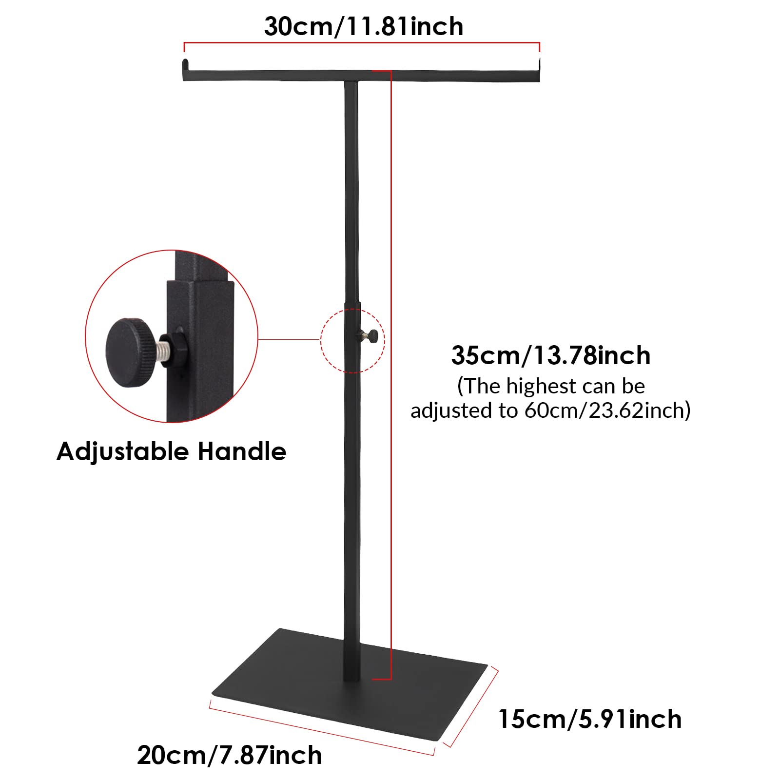 Fenteer Purse Display Stand Rack Props Organizer Storage Adjustable Closet Hanger Shelf Scarf Handbag Holder for Wig,Hat,Bracelet,Props,Jewelry,Black