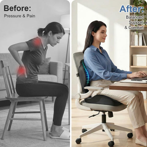 HoldOneLight Ergonomic Memory Foam Seat Cushion Black