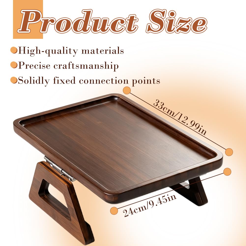 Umllpet Sofa Tray Armrest, Water-Repellent Couch Tray with Fixed Clip, Armrest Tray for Drinks, Snacks, Mobile Phone & Remote Control (Brown)