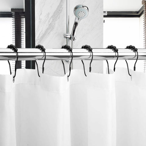 Shower Curtain Rings,Set of 12 Black Shower Curtain Hooks,Rust Proof Secure Lock Ring Clips for Hanging Bathroom Curtain.